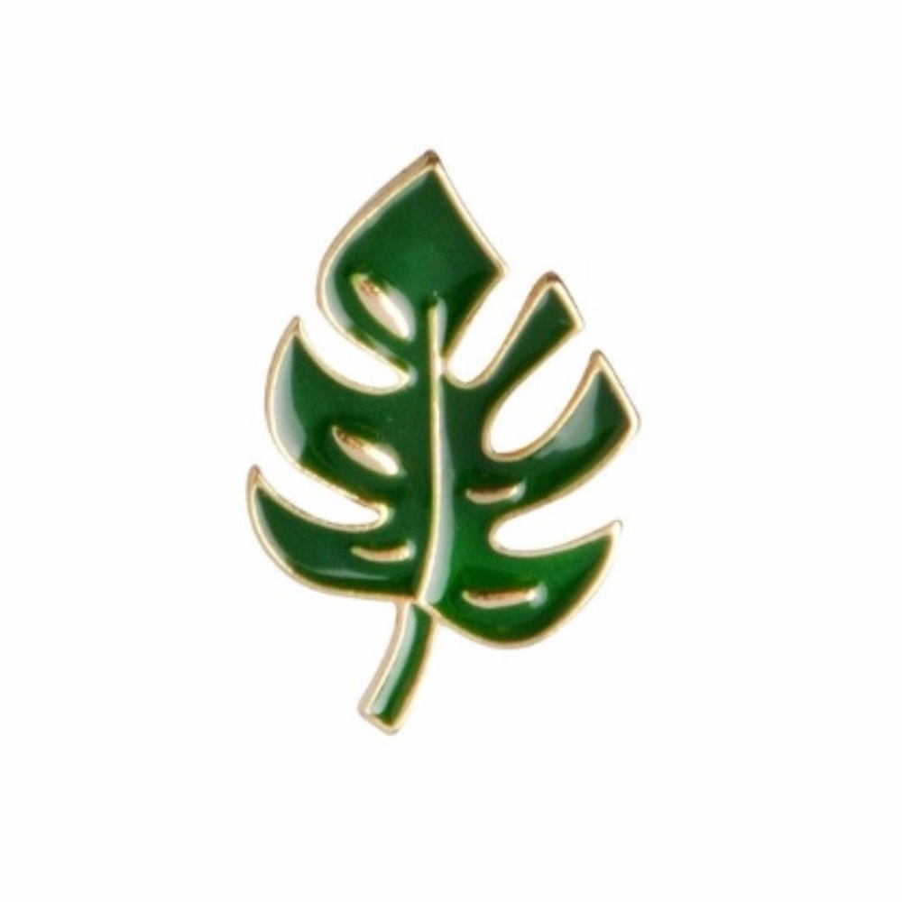 Palm Leaf Tropical Green Pin Brooch